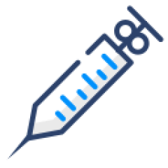 Hospital Staffing Icon – Experienced Locum Tenens by xLocums - xLocums Syringe and needle icon representing hospital staffing solutions by xLocums, focused on finding experienced locum tenens clinicians.