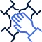 Teamwork hands icon representing xLocums' commitment to locum tenens staffing coverage for hospitals.