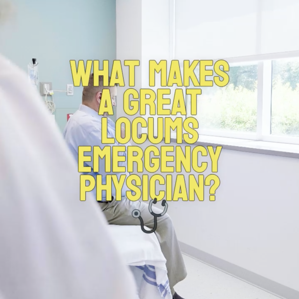 Emergency physician in scrubs consulting with a nurse in a busy ER, symbolizing adaptability and expertise in locum tenens staffing.